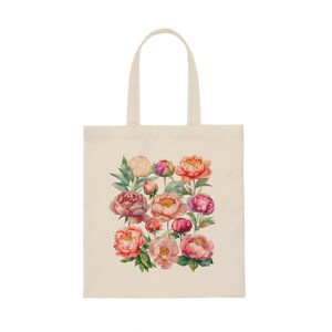 Peony Tote Bag, Peonies Bag, Cottagecore Tote Bag, Floral tote bag, BOHO tote Bag, Cute Tote Bags, Pretty Tote Bags, Peony Lover Gift Bag image 3