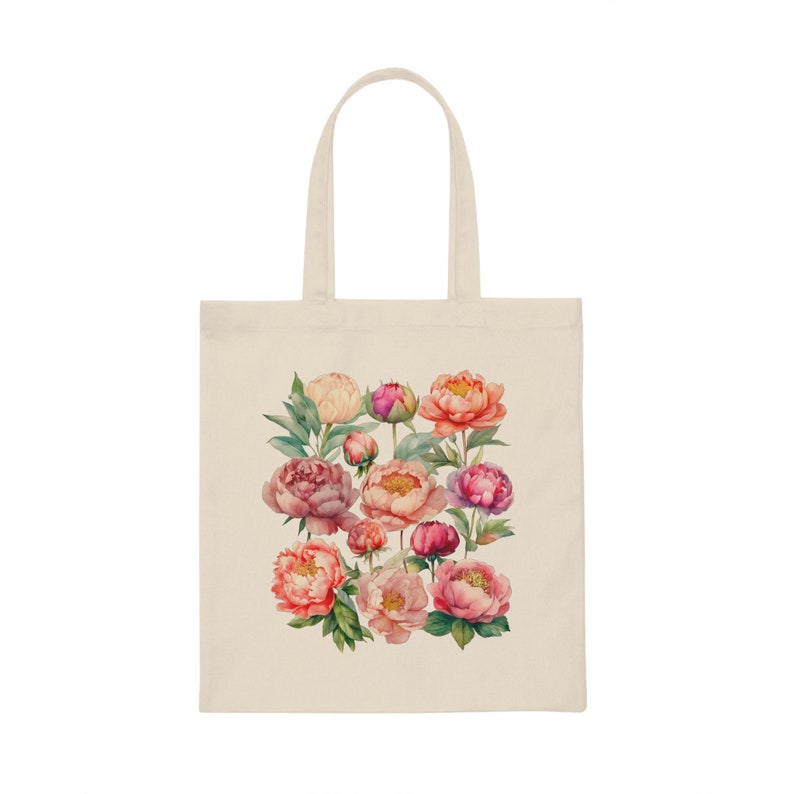 Peony Tote Bag, Peonies Bag, Cottagecore Tote Bag, Floral tote bag, BOHO tote Bag, Cute Tote Bags, Pretty Tote Bags, Peony Lover Gift Bag image 3