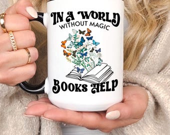 Taza de lector de fantasía, taza de café con ayuda de libros, taza para amantes de los libros, cosas para amantes de los libros, artículos de Romantasy, tiendas de libros, Fantasycore, regalos para amantes de los libros, taza para el cuidado personal
