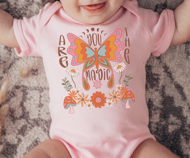 Butterfly Baby Clothes Magic Mushroom Baby Bodysuit Hippie Etsy