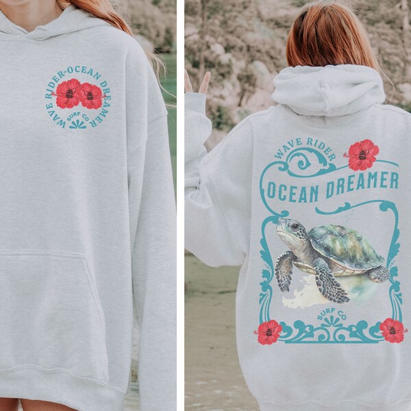 Sea Turtle Aztec Hibiscus Hawaiian Pattern Print Women Crewneck Sweatshirt