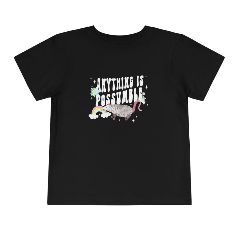 Camiseta de zarigüeya para niños Camiseta de zarigüeya para niños pequeños Regalo de zarigüeya para niños Camiseta retro de animales del arco iris para niños Camiseta positiva para niños pequeños Black