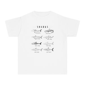Shark Shirt for Kids, Comfort Colors Beachy Shirts Kids Gender Neutral Kids Clothes Whale Shark TShirt Great White Shark Nurse Shark White