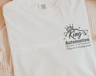 King&#39;s Automotive Ravenhood Shirt, Triple Falls Shirt, The Ravenhood Book Series Shirt, Licensed Kate Stewart Book Merch, Exodus Book Merch