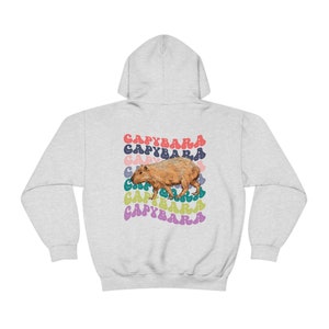 Capybara Shirt, Capybara Sweatshirt, Capybara Hoodie, Rückendruck Retro Hoodie, Capybara Geschenk, ästhetischer Hoodie, Tier Hoodie Ash