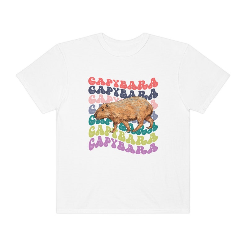 Capybara Shirt Stückgefärbtes Comfort Colors® Shirt Capybara Geschenk Retro gewelltes Text Capybara Ästhetisches T-Shirt White