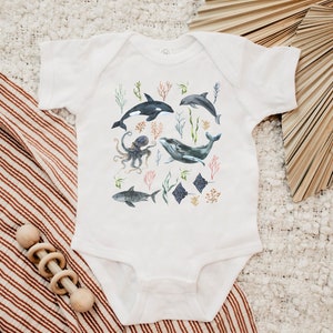 OceanCore Whale Baby Bodysuit Orka Octopus Dolphin Shark Bodysuit Ocean 1st Birthday BOHO Baby Mermaidcore Nature Lover Sea Animal