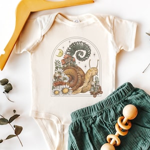 Snail Bodysuit Witchy Goblincore Cottagecore Baby Boho Baby Clothes Unique Baby Clothes Fairy Grunge Fairycore Mushroom Infant Bodysuit