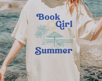 Buch Mädchen Sommer Strand Lese Shirt, Buchliebhaber Tshirt Retro Bookcore Shirt, Bücherwurm Geschenke Booktok Merch Sommer Zeit Shirt Beachy Tshirt