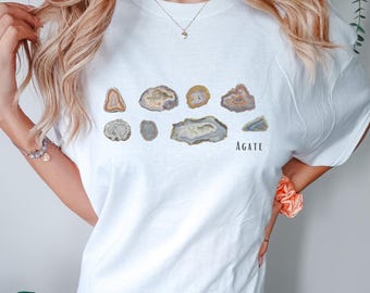 Shirt geologie shirt agaat, shirt rockhound, cadeaus rock verzamelaar, kristallen shirt edelstenen en mineralen tshirt muesli meisjesshirt, NatureCore