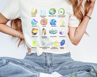 Shirt edelsteen, comfort kleuren edelstenen en mineralen shirt kristallen tshirt Naturecore shirt muesli meisjesshirt geologie geschenken, Rockhound tshirt