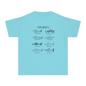 Shark Shirt for Kids, Comfort Colors Beachy Shirts Kids Gender Neutral Kids Clothes Whale Shark TShirt Great White Shark Nurse Shark Lagoon Blue