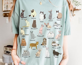 Katzenzucht Shirt, Bengal Siamese persische Ragdoll-Katzen-Shirt Katzen-Themen-Geschenke Tierliebhaber Arten von Katzen-T-Stück Katzenkern-Kleidung-Kätzchen-Besitzer Geschenk