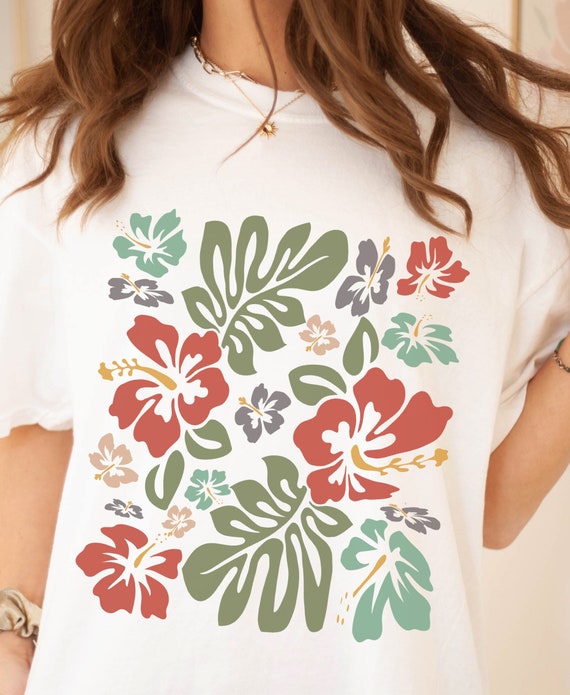 Tropical Hibiscus Flower T-Shirt Hawaii Floral T Shirt Tropical Hibiscus Flower T-Shirt Hawaii Floral T Shirt
