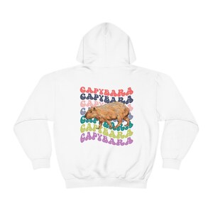 Capybara Shirt, Capybara Sweatshirt, Capybara Hoodie, Rückendruck Retro Hoodie, Capybara Geschenk, ästhetischer Hoodie, Tier Hoodie White