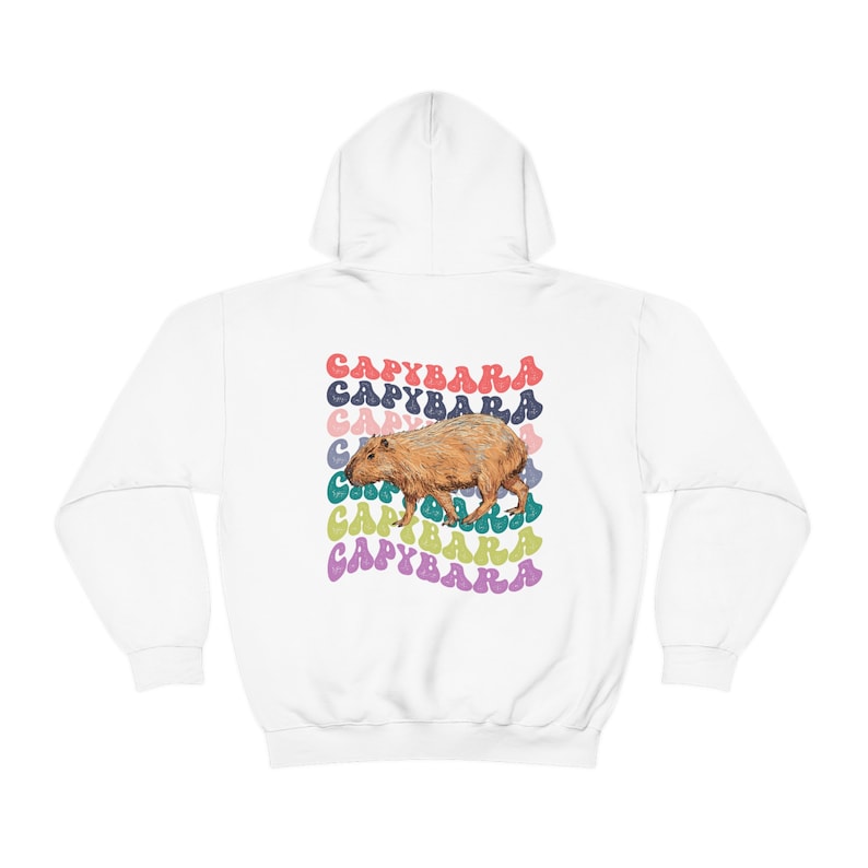 Capybara Shirt, Capybara Sweatshirt, Capybara Hoodie, Rückendruck Retro Hoodie, Capybara Geschenk, ästhetischer Hoodie, Tier Hoodie White