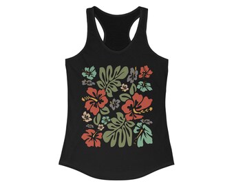 Hibiscus Tank Top, Hawaiian Shirt Women, Tropical Tank Top