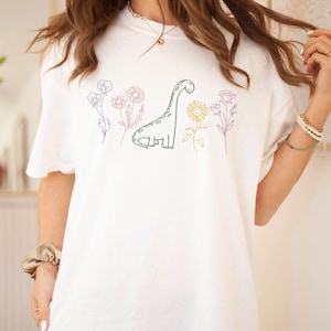 Dinosaur Shirt for Women Adult Dinosaur Shirt Comfort Colors® Dinosaur TShirt Wildflower Shirt Vegetarian Dino Shirt Minimalist Women Shirt