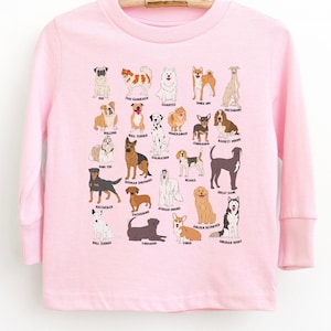 Long Sleeve Dog Breed Shirt Toddler, Dog Shirt Toddler Dog Lover Gifts Unisex Kids Shirts Dog Shirt Girl, Dog Shirt Boy, dog shirt kids