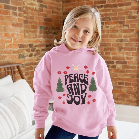 Peace and Joy Retro Christmas Toddler Hoodie Pink Christmas Sweatshirt Pine Tree Shirt Flower Hoodie Toddler Girls Christmas Sweatshirt Etsy Canada