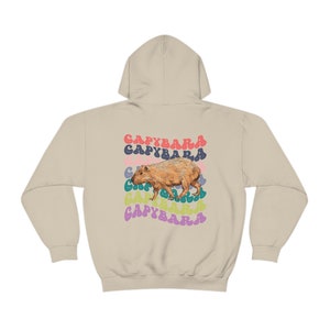 Capybara Shirt, Capybara Sweatshirt, Capybara Hoodie, Rückendruck Retro Hoodie, Capybara Geschenk, ästhetischer Hoodie, Tier Hoodie Sand