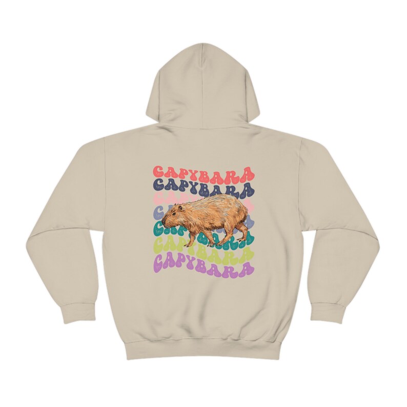 Capybara Shirt, Capybara Sweatshirt, Capybara Hoodie, Rückendruck Retro Hoodie, Capybara Geschenk, ästhetischer Hoodie, Tier Hoodie Sand