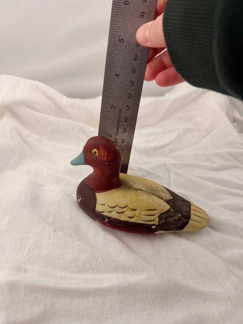 Vintage Redhead Drake Duck Figurine Ceramic Hand Painted Blue Bill Waterfowl MCM image 8