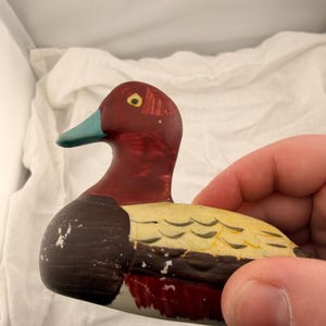 Vintage Redhead Drake Duck Figurine Ceramic Hand Painted Blue Bill Waterfowl MCM image 6