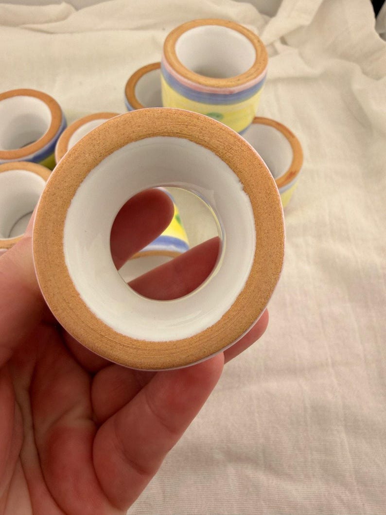 Set of 8 Caleca Carousel Napkin Rings Hand Painted Italian Pottery Rare ...