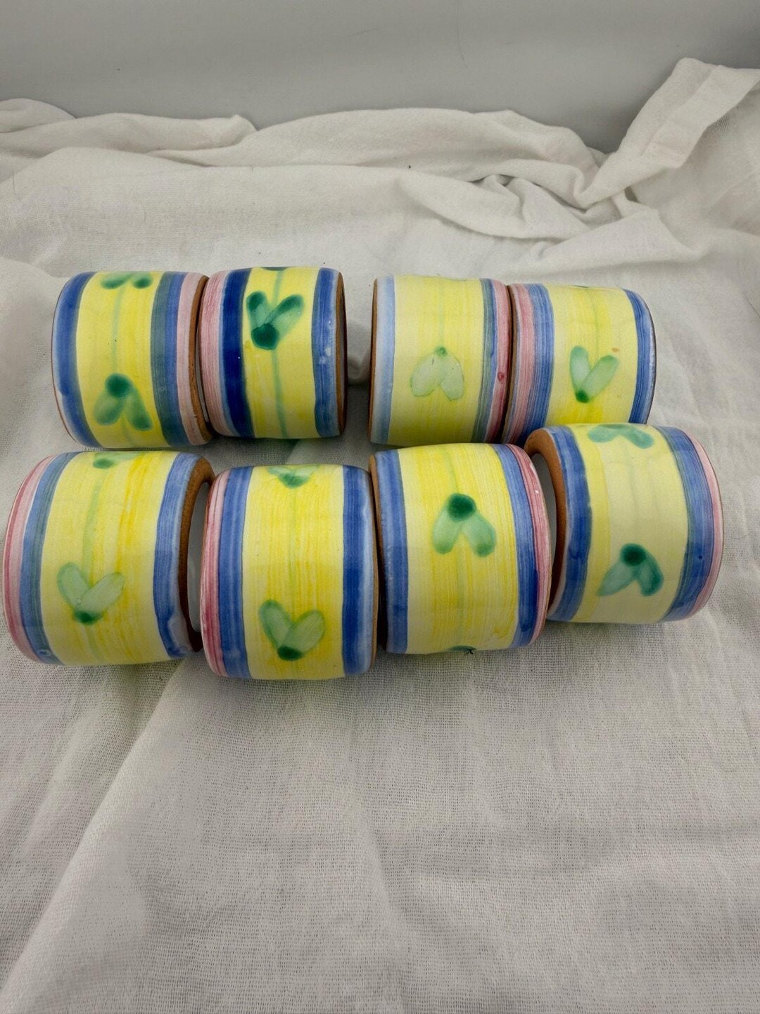 Set of 8 Caleca Carousel Napkin Rings Hand Painted Italian Pottery Rare ...