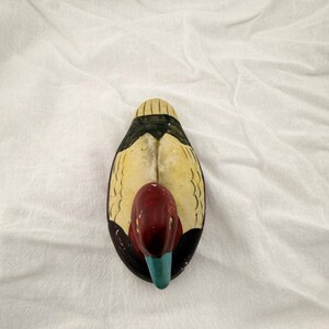 Vintage Redhead Drake Duck Figurine Ceramic Hand Painted Blue Bill Waterfowl MCM image 3