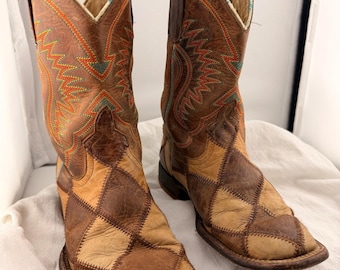 Anderson Bean Patchwork Leather Cowboy Boots Womens Size 5 Western Rodeo