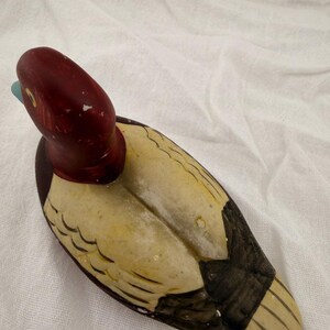 Vintage Redhead Drake Duck Figurine Ceramic Hand Painted Blue Bill Waterfowl MCM image 7