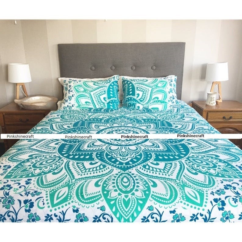 Mandala Bed Sheet Indian Cotton Bedspread Flat Sheet Etsy