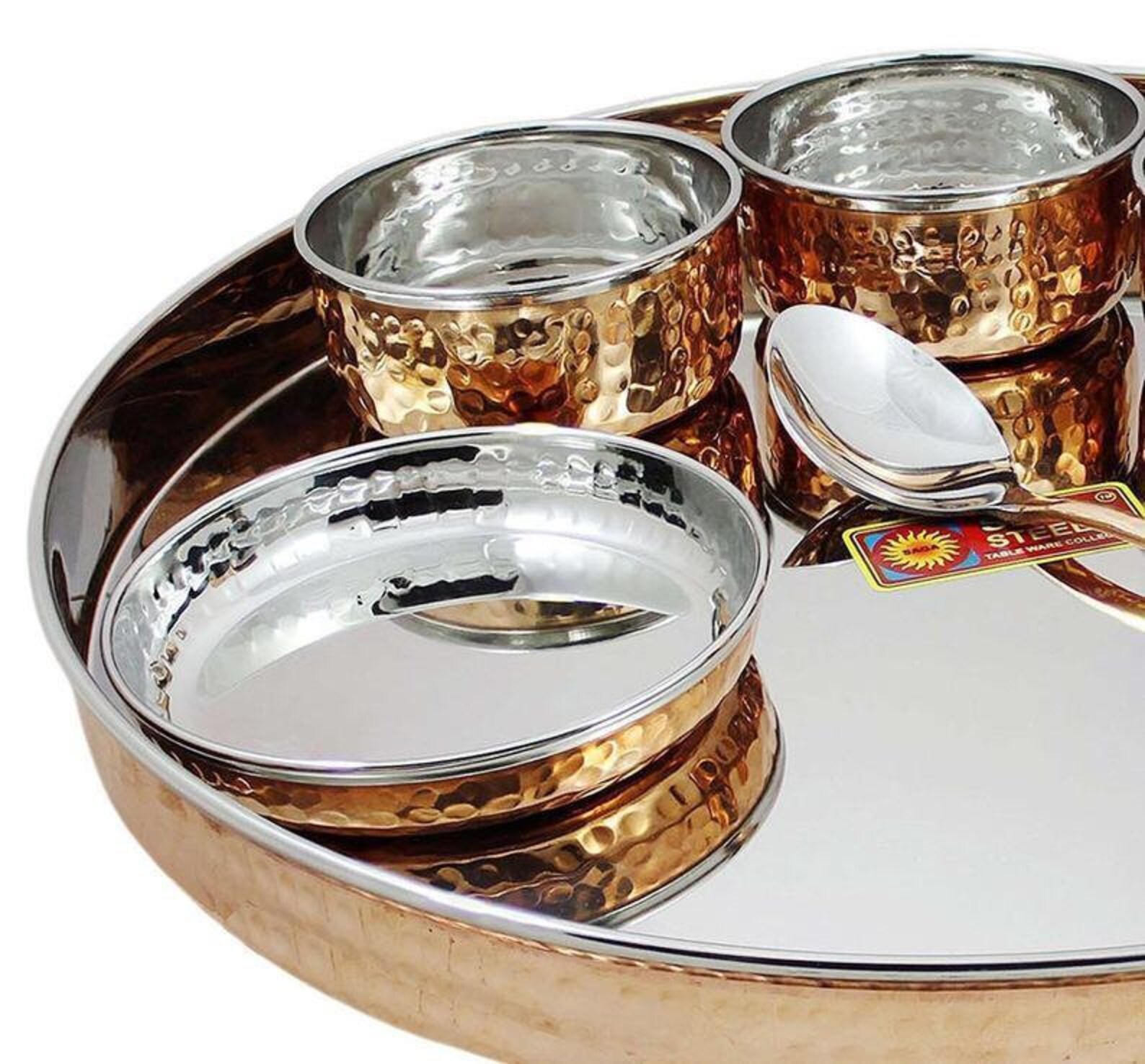 Stainless Steel Copper Dinnerware Set 7 Pcs Dinner Set Etsy