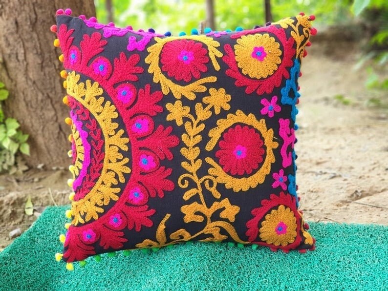 Boho Cushion Covers Handmade Embroidery Pillowcase Home Etsy