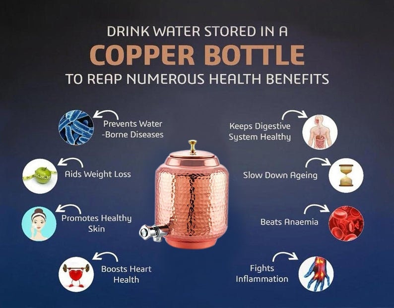 Kupfer Wasserspender 5 Liter Mit Ständer - Gehämmert & Gesund