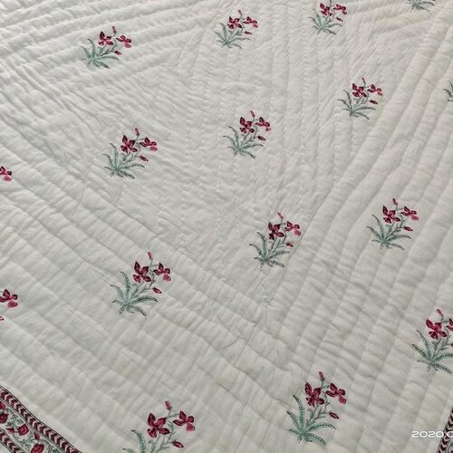 Christmas Quilt • Anokhi Quilt • Hand Block Printed Quilt • Jaipur Cotton Voile Quilt • Valentine Warm Quilt • Blanket • Baby deals Warm Quilt