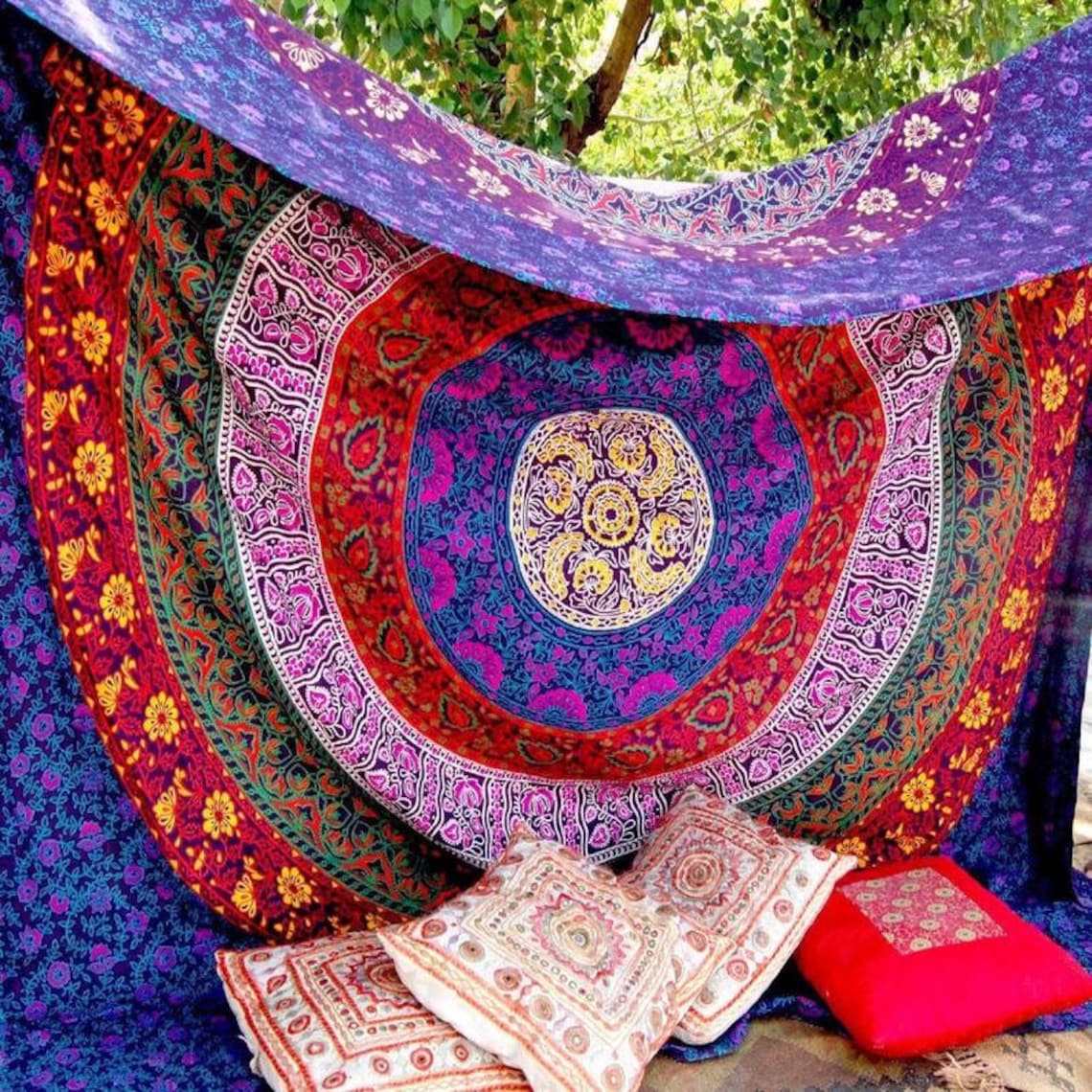 Mandala Wall Hanging Tapestry Cotton Tapestry Wall Decor Etsy