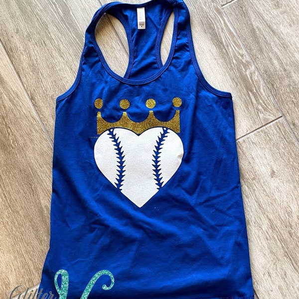 KC Royals Glitter Heart Baseball Tank/T-shirt