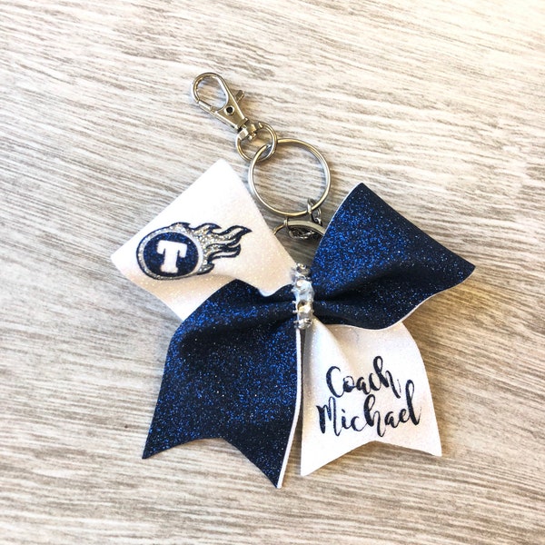 Personalized Cheer Bow Keychain or Bag Tag