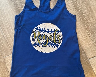 KC Royals Glitter Baseball Tank T-shirt or Long Sleeve Shirt 