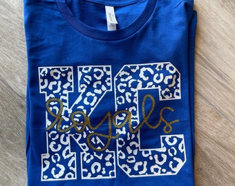KC Royals Leopard Tank, T-shirt or Long Sleeve Shirt (Glitter)
