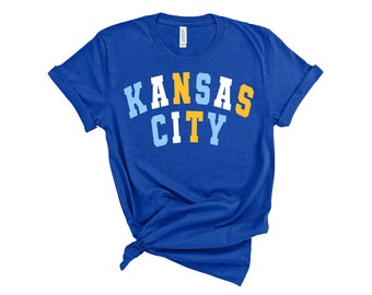 Royal Blue Kansas City Multi-Color Block Letter T-shirt, Long Sleeve Shirt or Sweatshirt