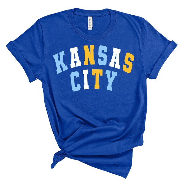 Royal Blue Kansas City Multi-Color Block Letter T-shirt, Long Sleeve Shirt or Sweatshirt