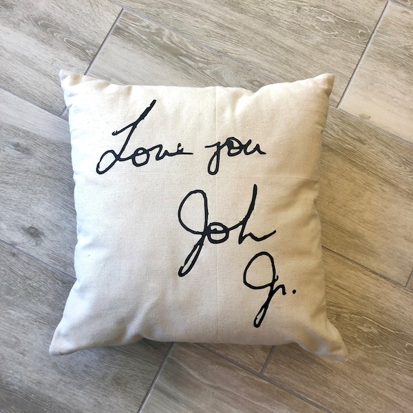 Signature Keepsake Throw Pillow, Handwritten Pillow, Signature Gifts, Memory Keepsake