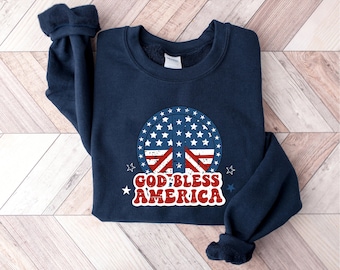God Bless America Sweatshirt: 4th Of July Patriotic Gift
