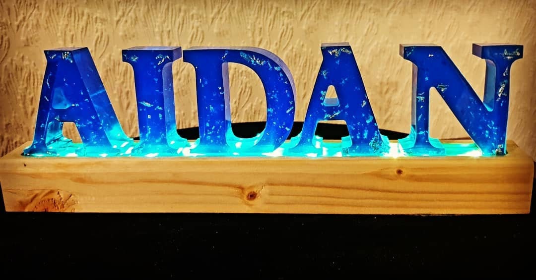 Personalised Epoxy Resin Name Light up Sign. Custom | Etsy