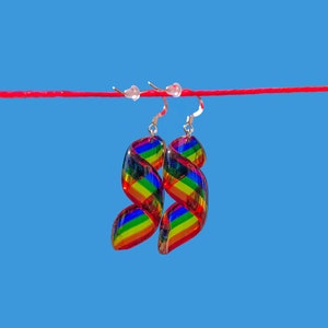 Rainbow Spiral Gay Pride Earrings, Rainbow LGBTQ Earrings, Lesbian Pride Rainbow Earrings, Unique Gay Statement Earrings, Transgender Pride