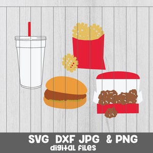 Fast food svg Burguer Nuggets Coke svg Fast food Clipart cut files sublimation sauce chick fill a fries waffle chicken sandwich nuggets